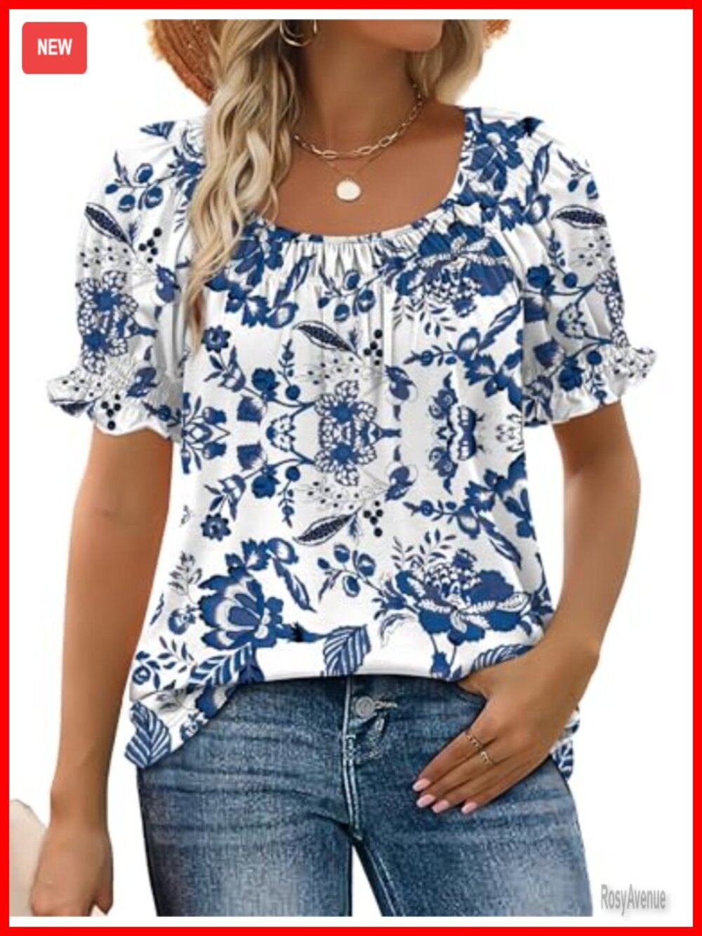 Womens Short Sleeve Square Neck Summer Top Dressy Casual Blouse 95% Polyester